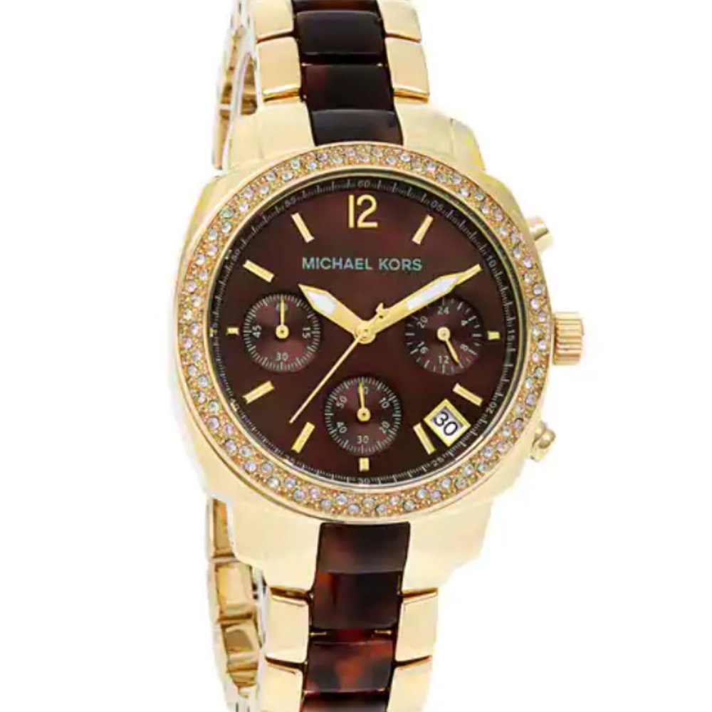 Michael Kors MK306 Tortoise Resin Goldtone Watch